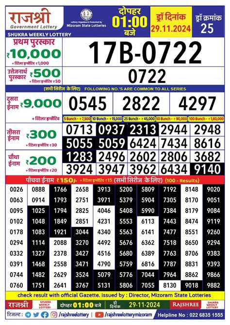 29 tarikh dear lottery|Rajshree Lottery Result .